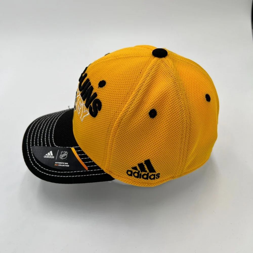 Adidas Pittsburgh Penguins NHL Hockey Hat Yellow Black Flex Fit Cap S/M FitMax70